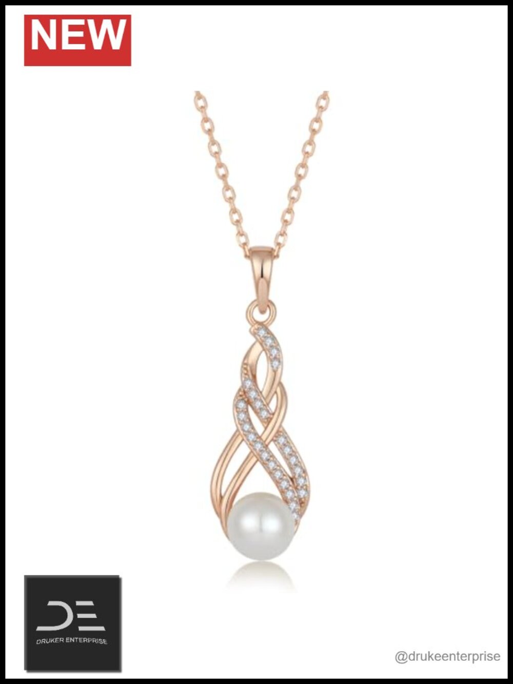7MM Freshwater Pearl Necklace 925 Sterling Silver Infinity Cubic Zirconia Women